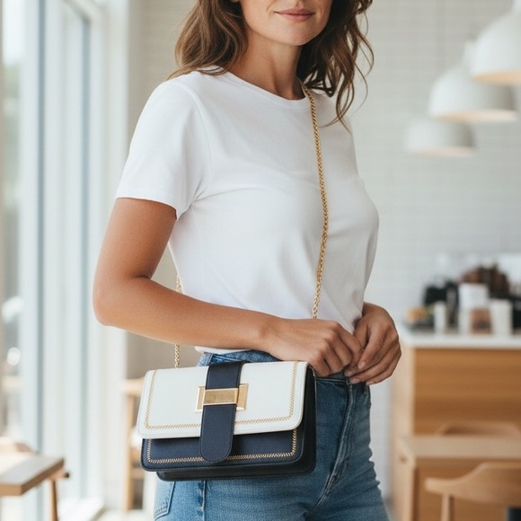 NEW•MODERN•Chic Black & White Mini Bag NWT - Picture 3 of 12